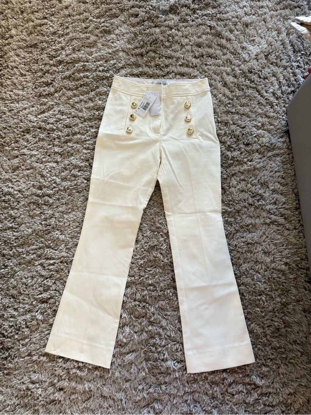 Derek Lam cream pants with gold button details